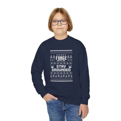 Youth Sweatshirt — "Forge Coffee: Stay Grounded" Holiday Coffee Lover