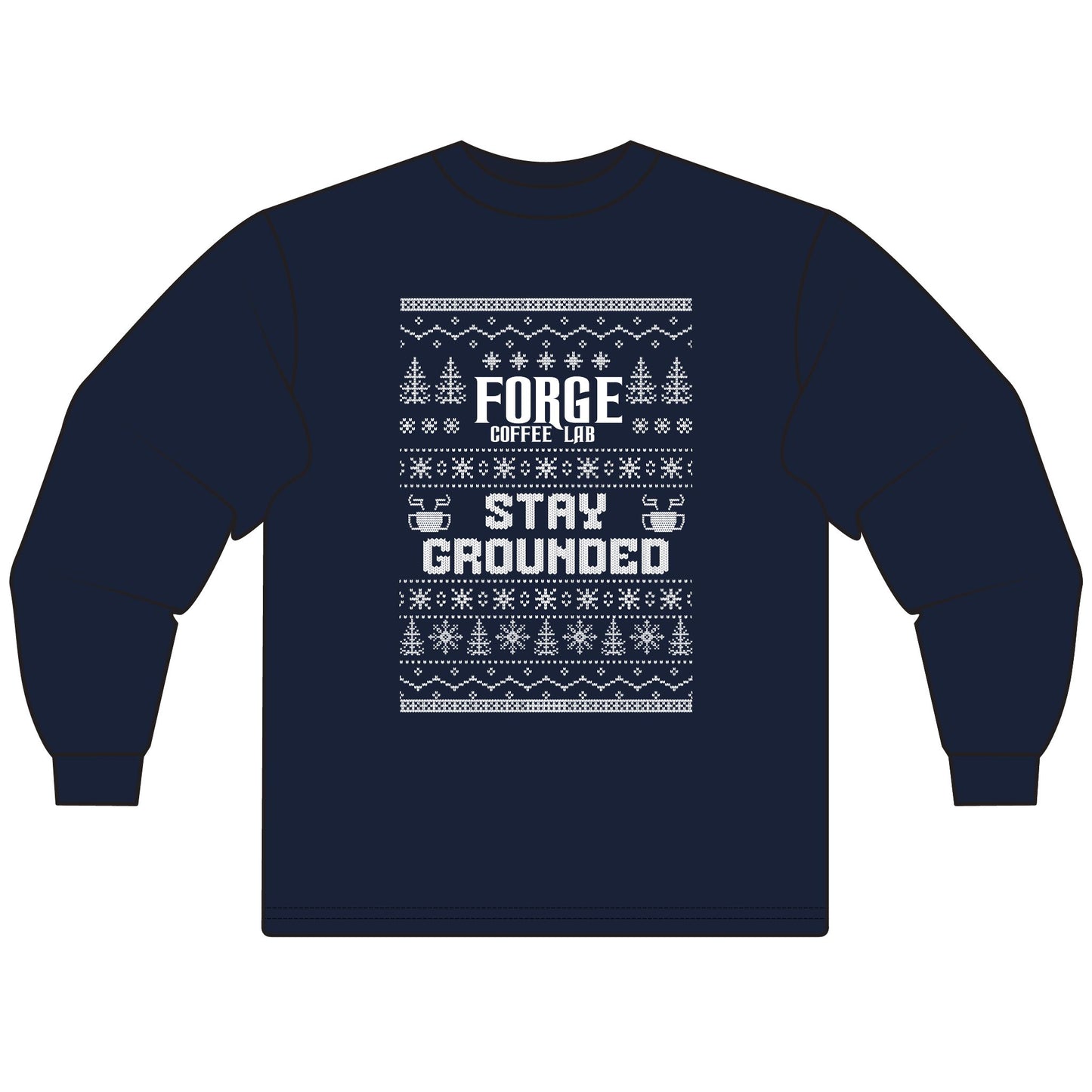 Long Sleeve Shirt - "Forge Coffee: Stay Grounded" Holiday Coffee Lover Long Sleeve Tee