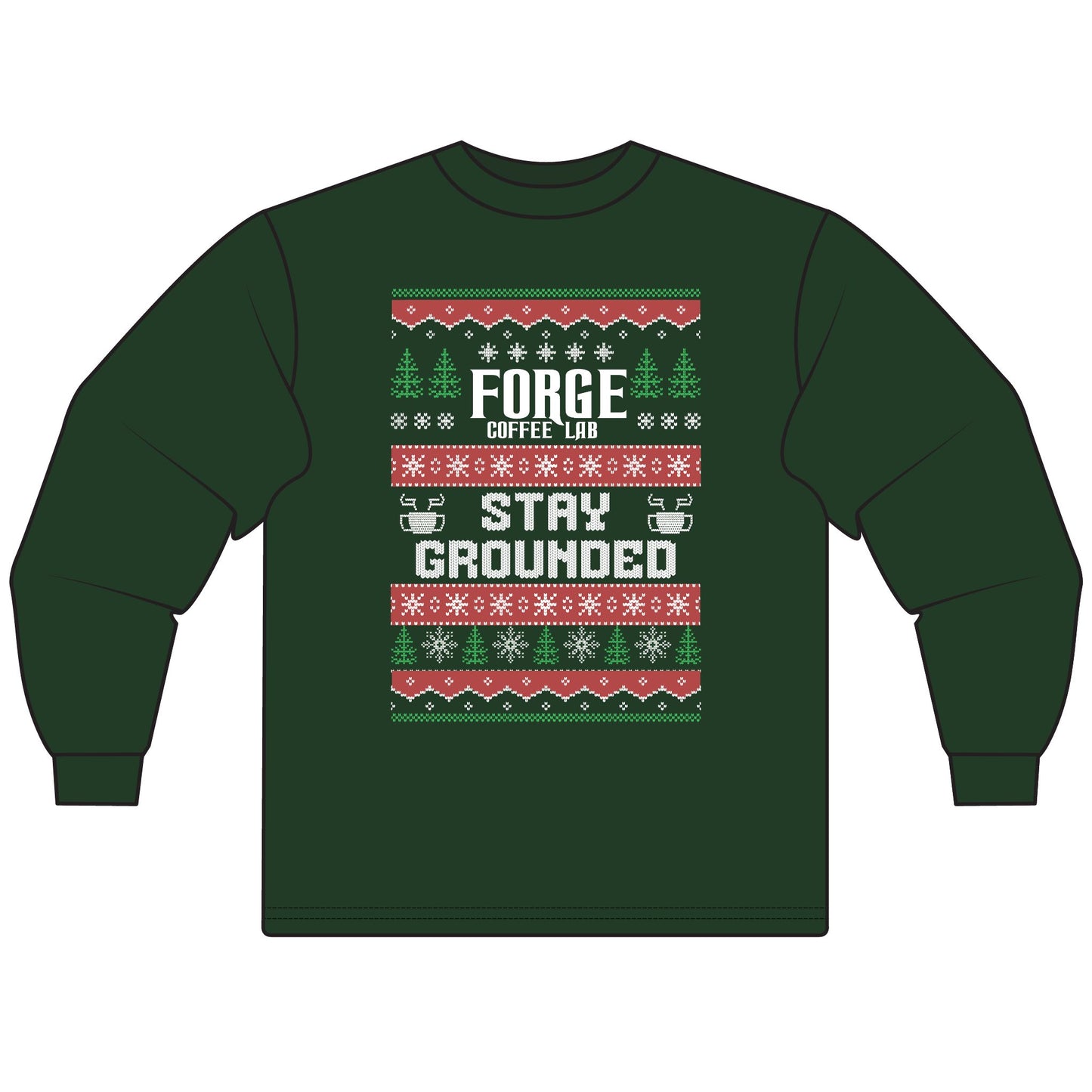 Long Sleeve Shirt - "Forge Coffee: Stay Grounded" Holiday Coffee Lover Long Sleeve Tee