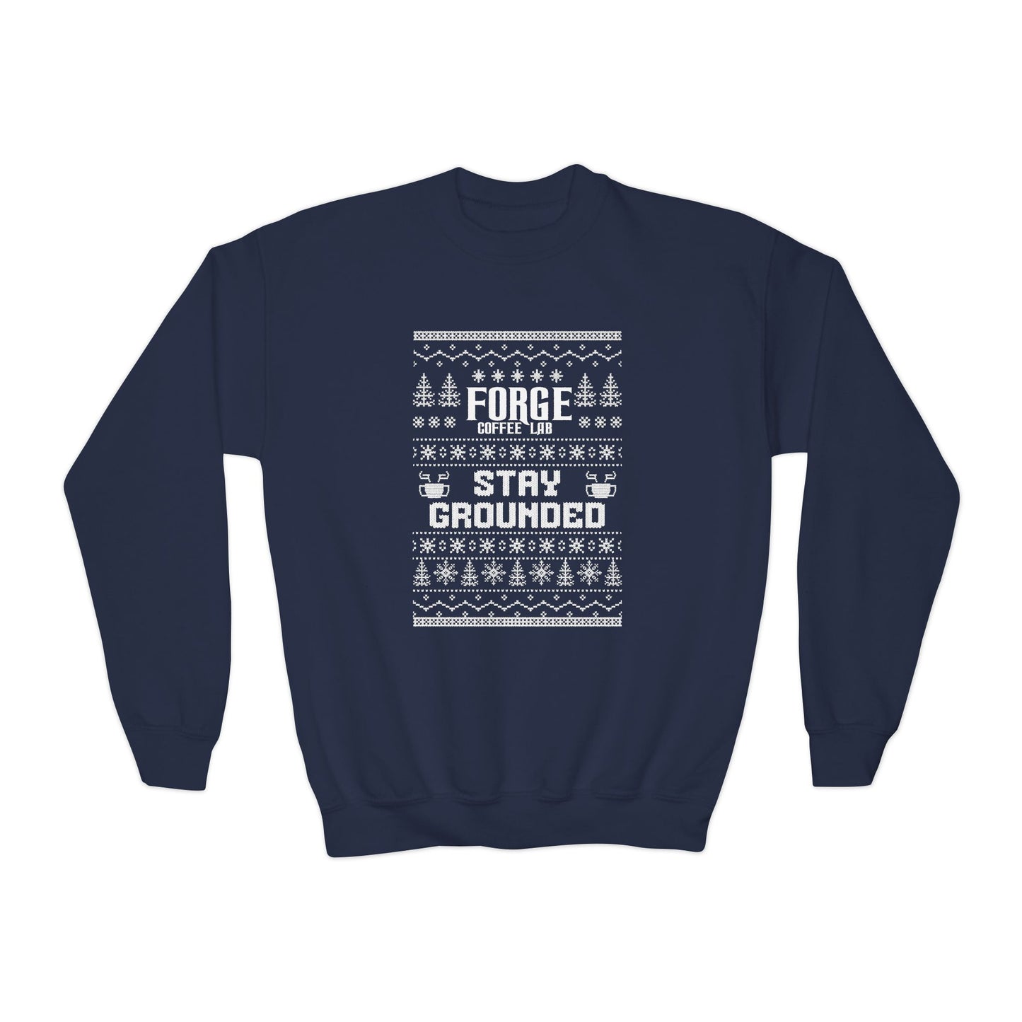 Youth Sweatshirt — "Forge Coffee: Stay Grounded" Holiday Coffee Lover